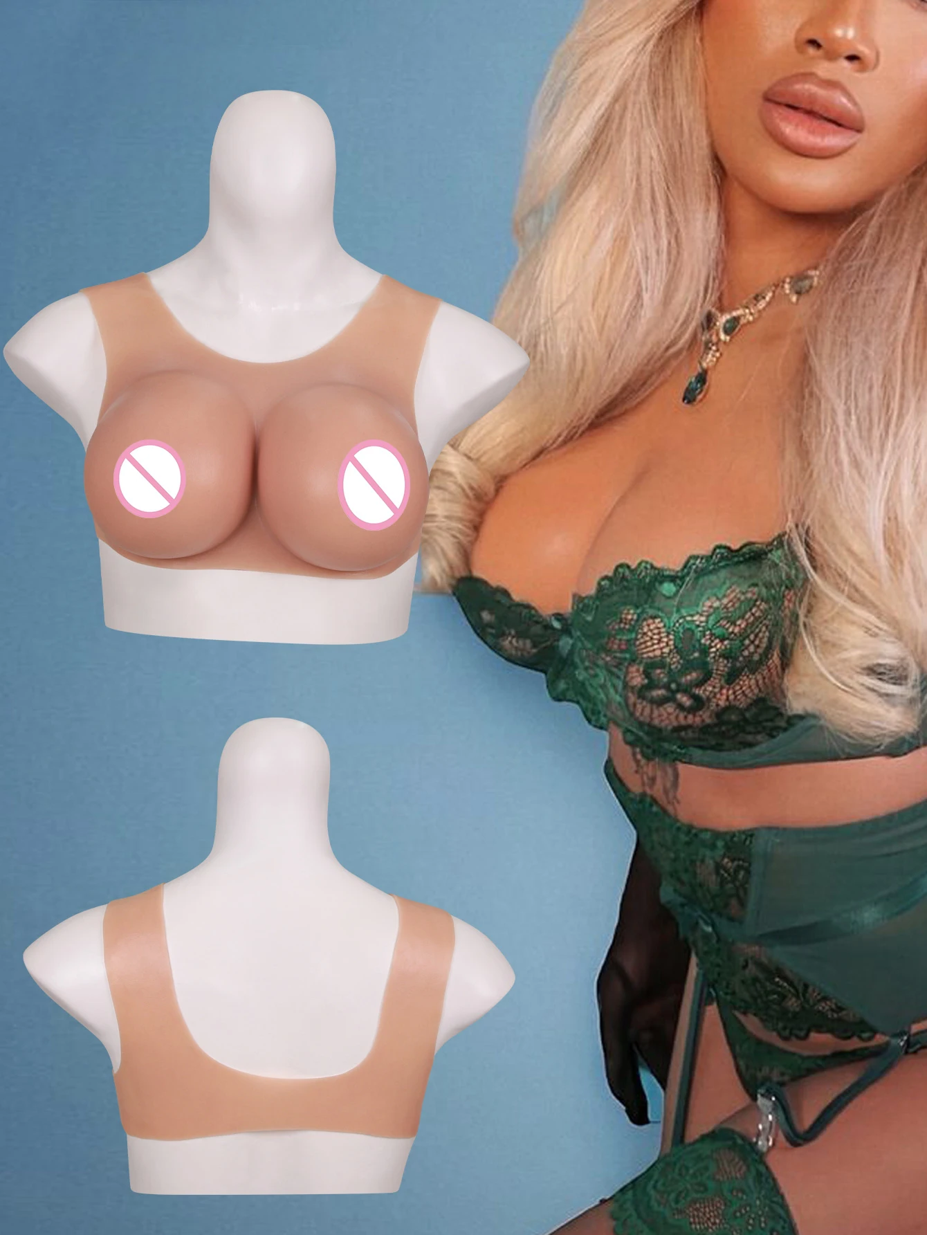 1 Piece Low-Neck Vest Silicone Breast Prosthesis, Breathable and Comfortable Breastplate, Increase Bust Size, Cross-Dressing Que