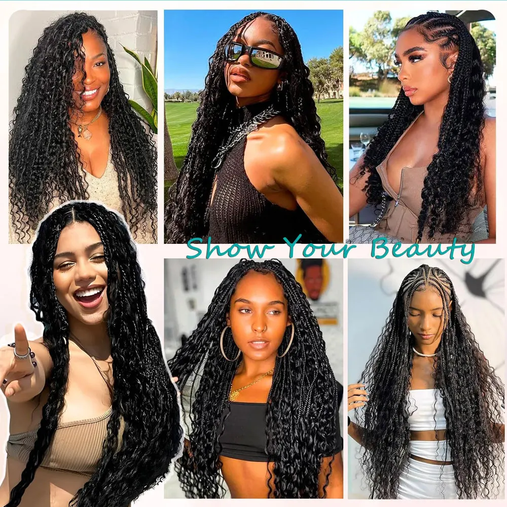 14～28インチ カール ボヘミアンヘア 編み込み用 ノットレス 110g 12A ディープウェーブ バルク ボヘミアン 2束/パック ナチュラルカラー 100%人毛