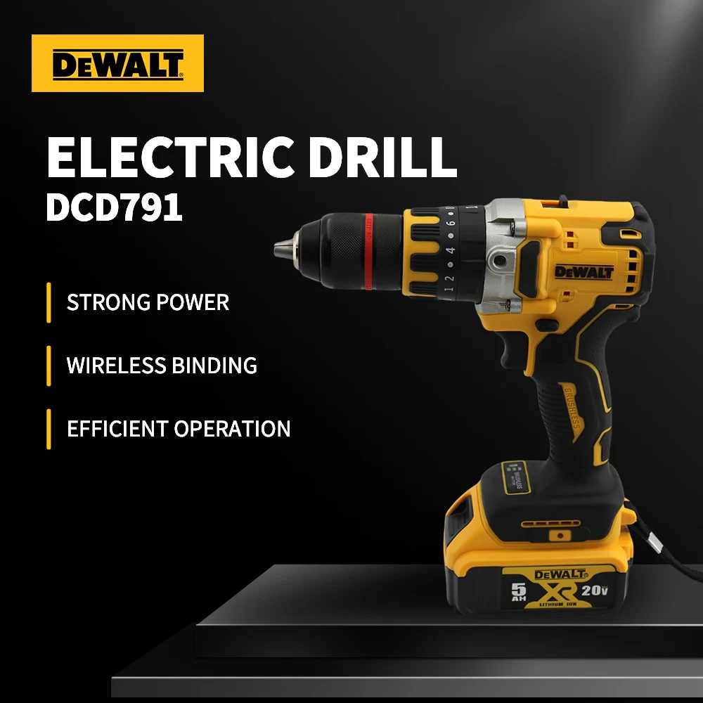 Dewalt DCD791 Brushless Multifunctional Driver Rechargeable Cordless Drill 20V Lithium Battery Portable Home Electric Tools