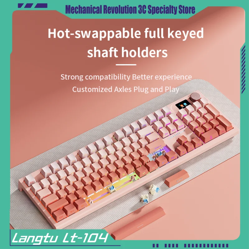 

New Langtu Lt104 Gradual Change Mechanical Keyboard Tri-Mode Rgb Hot Plug Macro Programming Full Key Non Impact Office Keyboard