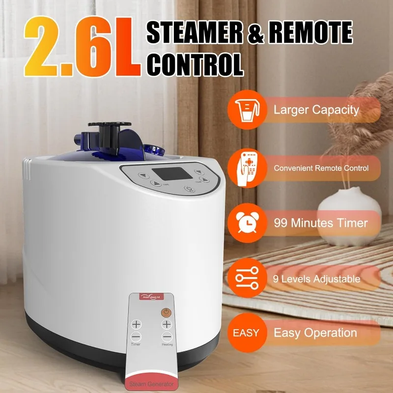 ساونا بخارية محمولة، صندوق ساونا محمول للمنزل، خيمة ساونا مع قدر بخاري 2.6 لتر، كرسي قابل للطي، جهاز تحكم عن بعد متضمن