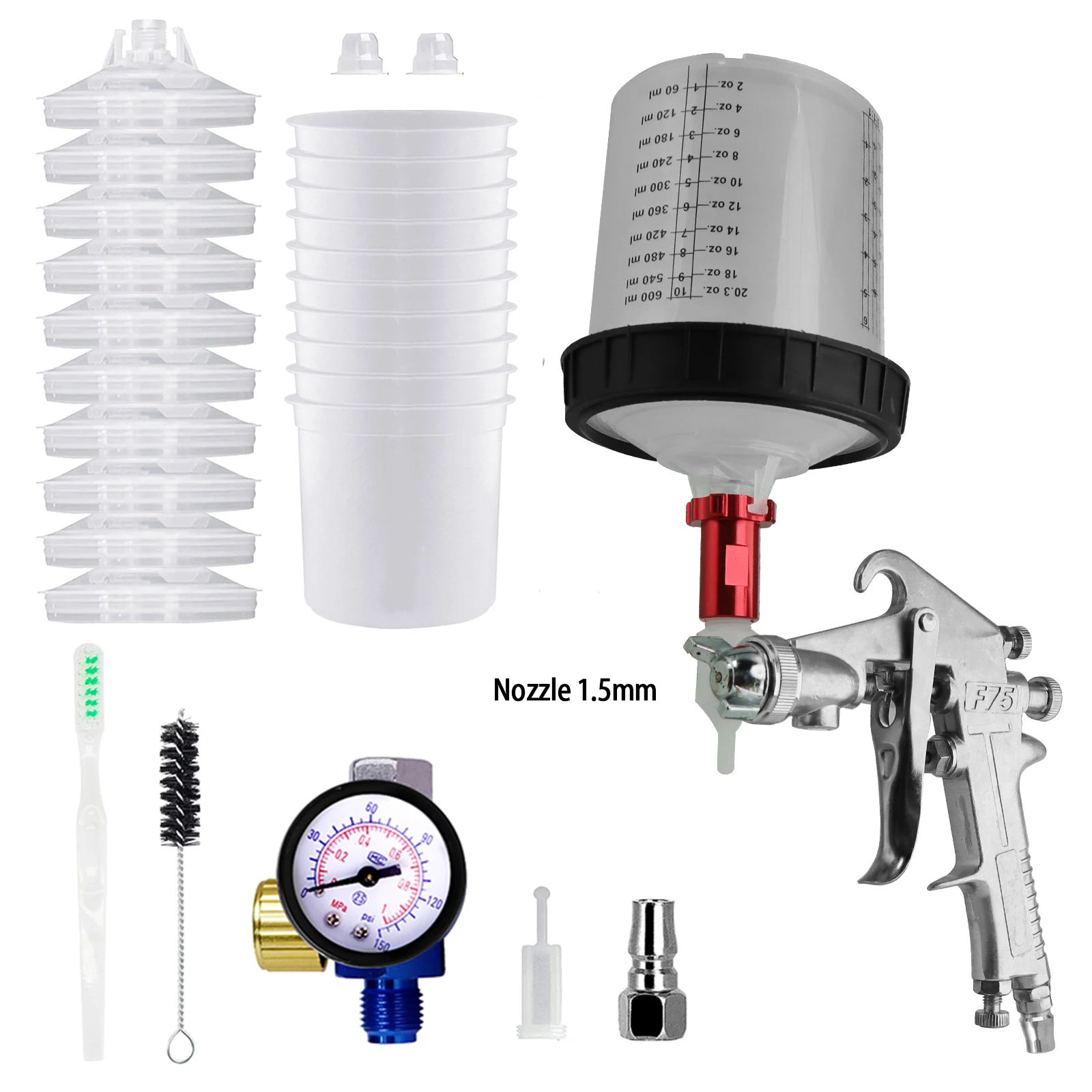 High Quality Spray Gun F75 Painting Gun 1.5mm Nozzle Air Spray Gun Airbrush for Automotive Surface Furniture Metal Spray Paint