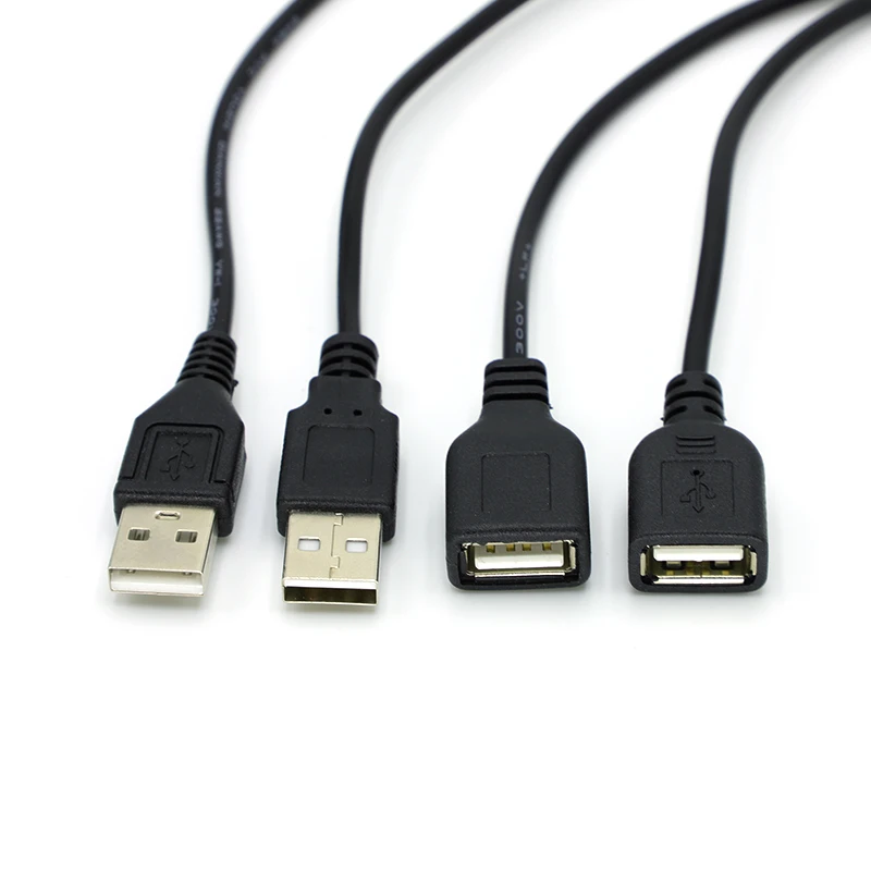 Cable de alimentación USB de 0,3 m/1m, 5V, 2 pines, USB 2,0 A, hembra, macho, conector de Cable de 4 pines, Cable de carga, conector de extensión DIY