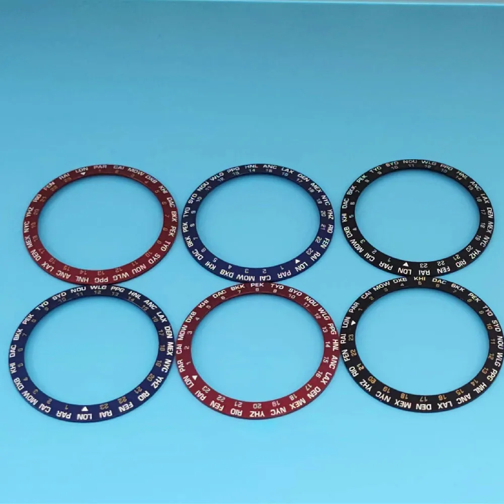 38mm Alloy Multi Time Zone Display Bezel Insert Fits 40mm 41mm Stainless Steel Watch Case