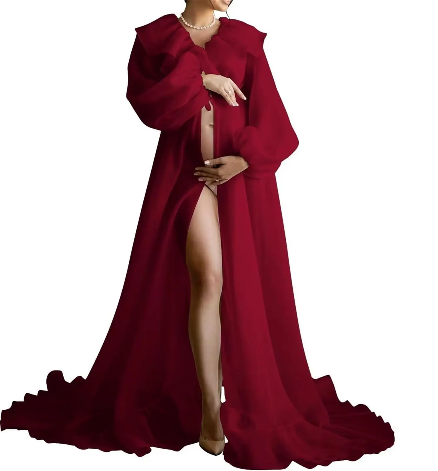 ثوب زفاف شيفون أبيض للنساء ، رداء زفاف ، صورة فوتوغرافية للأمومة ، ثوب نوم لشهر العسل ، فساتين نجمة ، ثوب بوار