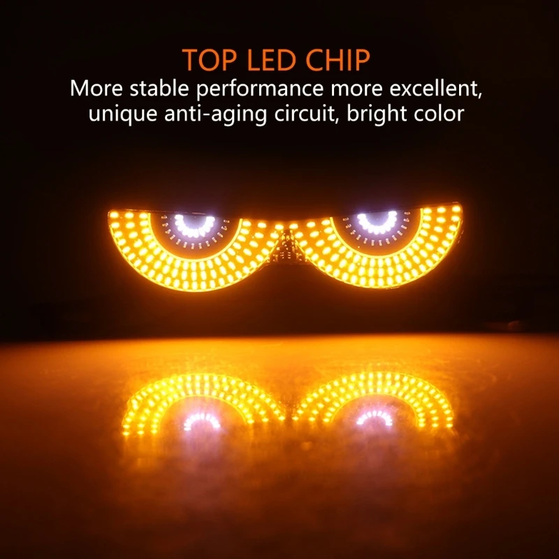 Motorcycle Led Demon Eye Light Semicircle/Triangle Eye Turn Signal Light Dynamic Tail Lamp Mini Car Decoration Lights