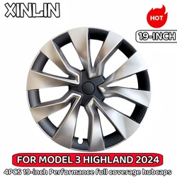4PCS HubCap Car for Tesla Model 3 2024 Highland 19 Inch Performance Wheel Cap Wheel Parts Full Rim Cover Accessories Wheel Cover