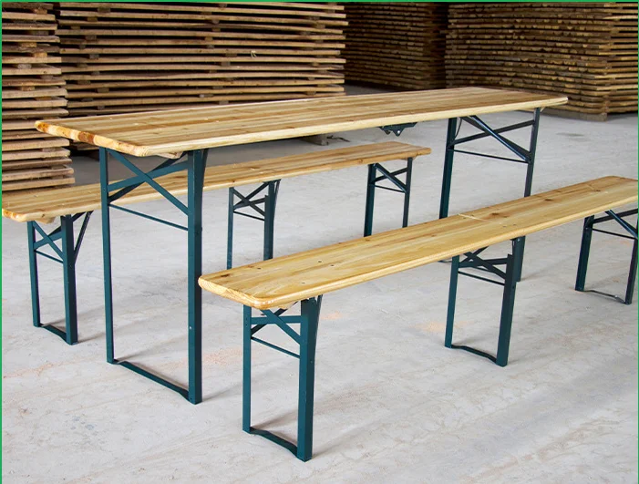 Folding Wooden High Top BBQ Picnic Table Bench for Patio Garden Backyard Leisure Beer Table Set