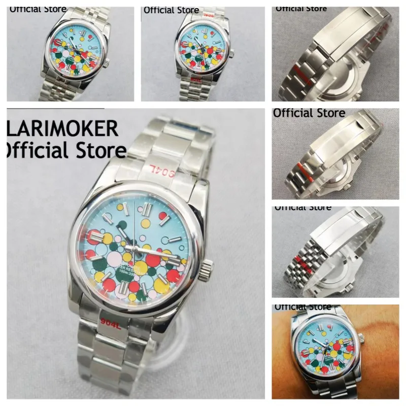 

LARIMOKER New blue Silver Oyster Perpetual 36mm/39mm Men Watch 24 Jewels NH35A Movement Glide Lock Clasp Sapphire