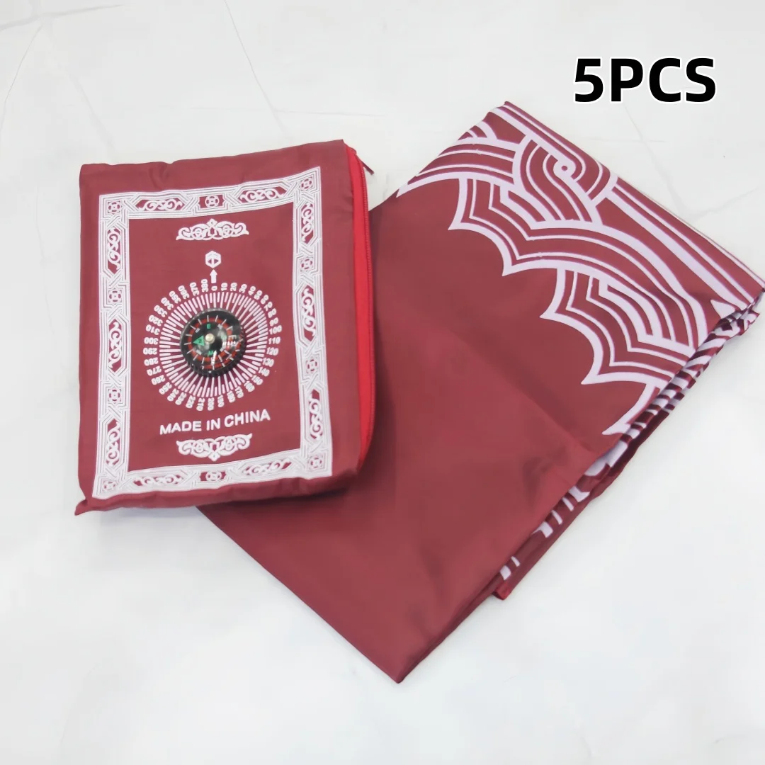 

Portable Muslim Prayer Mat 5 Packs 60x100cm Waterproof Islam Kneeling Rug With Compass Travel Prayer Carpet With Bag