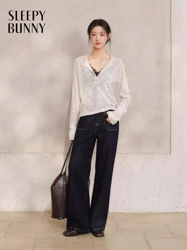 

Женский мягкий вязаный пуловер с длинным рукавом, дышащий свитер, приталенная рубашка для многослойных образов, весенняя повседневная элегантная модная одежда для женщин