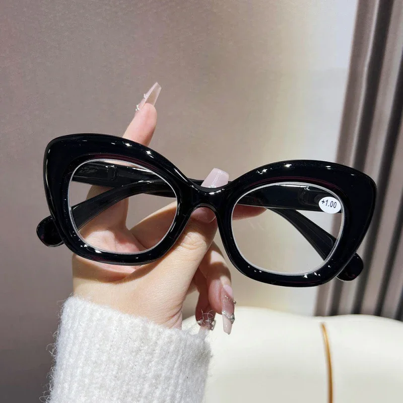 Personalized Elderly Reading Glasses Trendy Cat's Eye Presbyopia Glasses Fashionable Leopard Anti Blue Light Far Sight Glasses