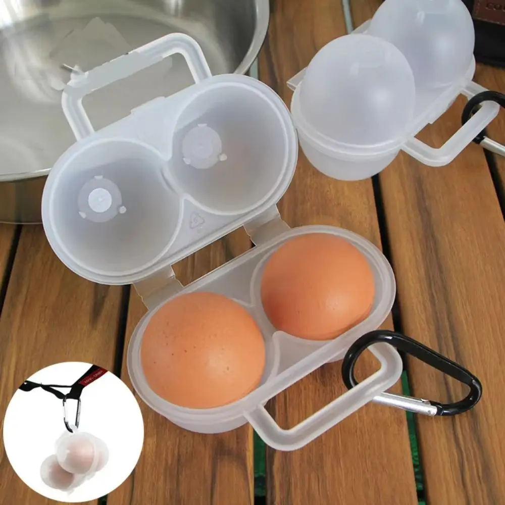 Protective Two Compartment Outdoor Egg Box Shockproof Drop Resistant Egg Holder Portable Transparent Egg Tray Picnic