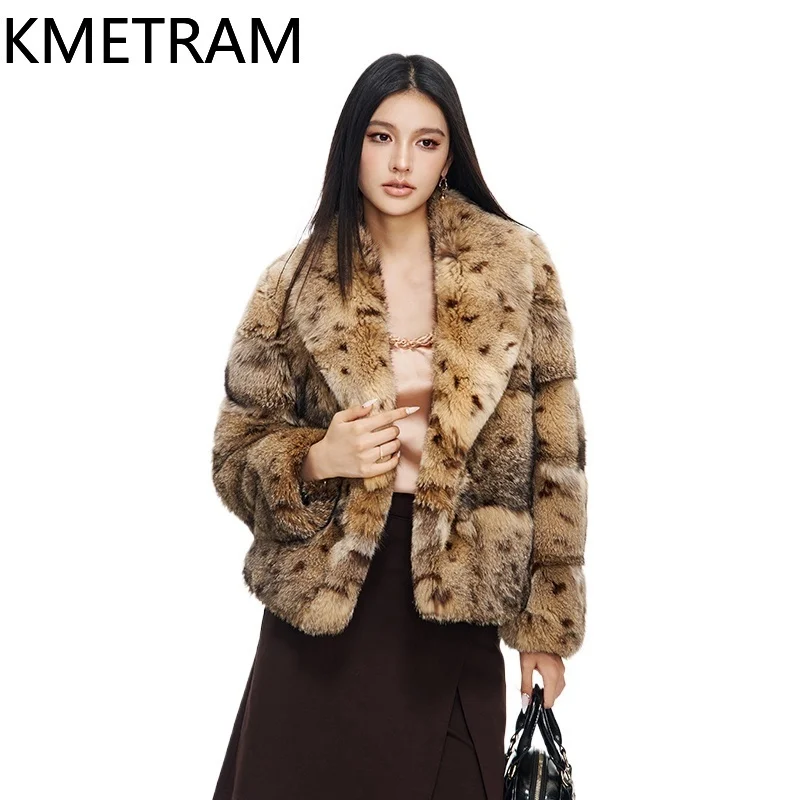 KMETRAM 100% Natural Fox Fur Coat Woman Vintage Leopard Printed Real Fur Jacket Winter Coats Women Clothing 2025 шуба женская