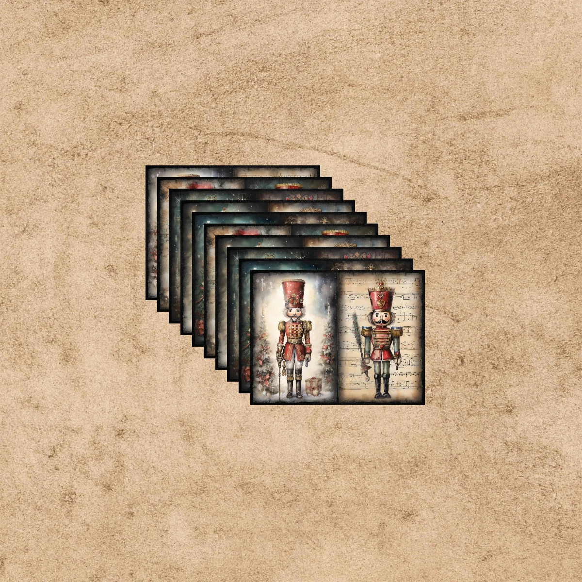 10 Sheets A5 Size Christmas Nutcracker Soldiers Background Vintage Grunge Journal Planning Scrapbooking