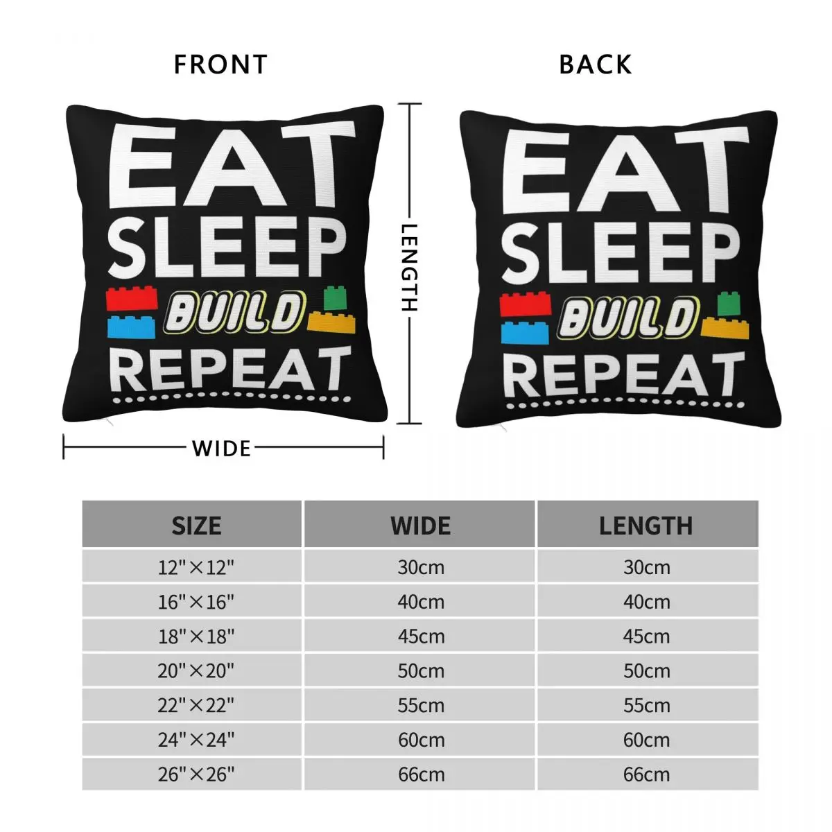 Eat Sleep Build Repeat Blocks Bricks Pillowcase Polyester Linen Velvet Printed Decor Throw Pillow Case Sofa Cushion Cover 18