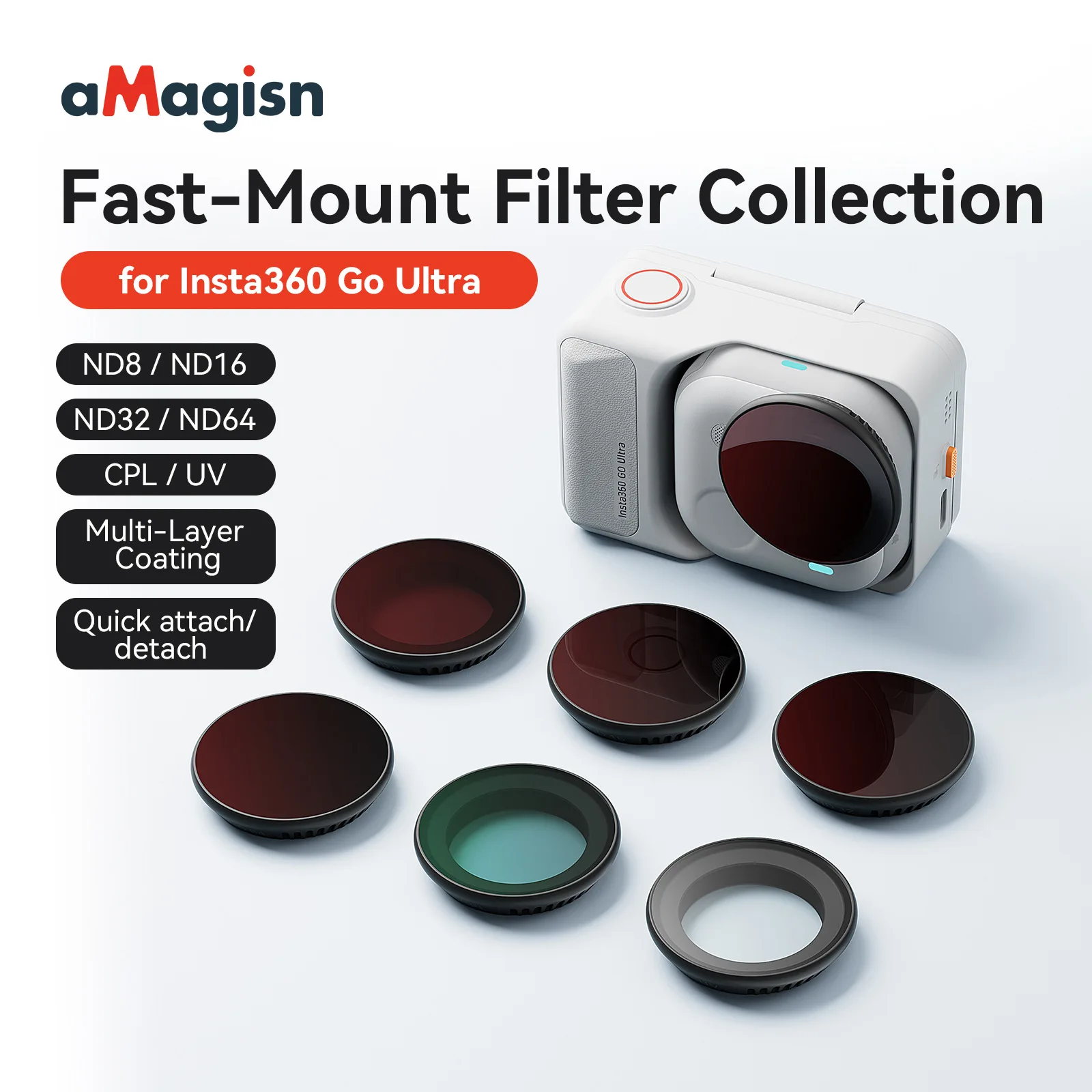 �y�Z�[�����zaMagisn �����Y�t�B���^�[�Z�b�g Go Ultra �J���� �t�@�X�g�}�E���g UV CPL ND8 ND16 ND32 ND64 HD�t�B���^�[ �ی�J�o�[ Insta 360 Go Ultra�Ή�