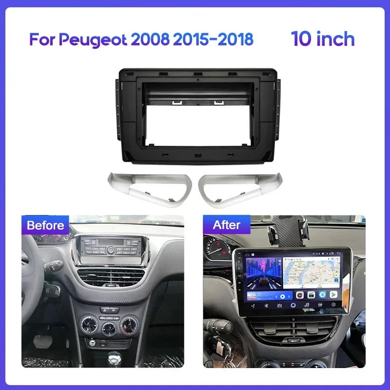 MAMSM 9/10.1inch Car Frame Fascia Adapter Android Radio for Peugeot 2008 2015-2018/2020-2021 Navigation Dash Fitting Panel Kit