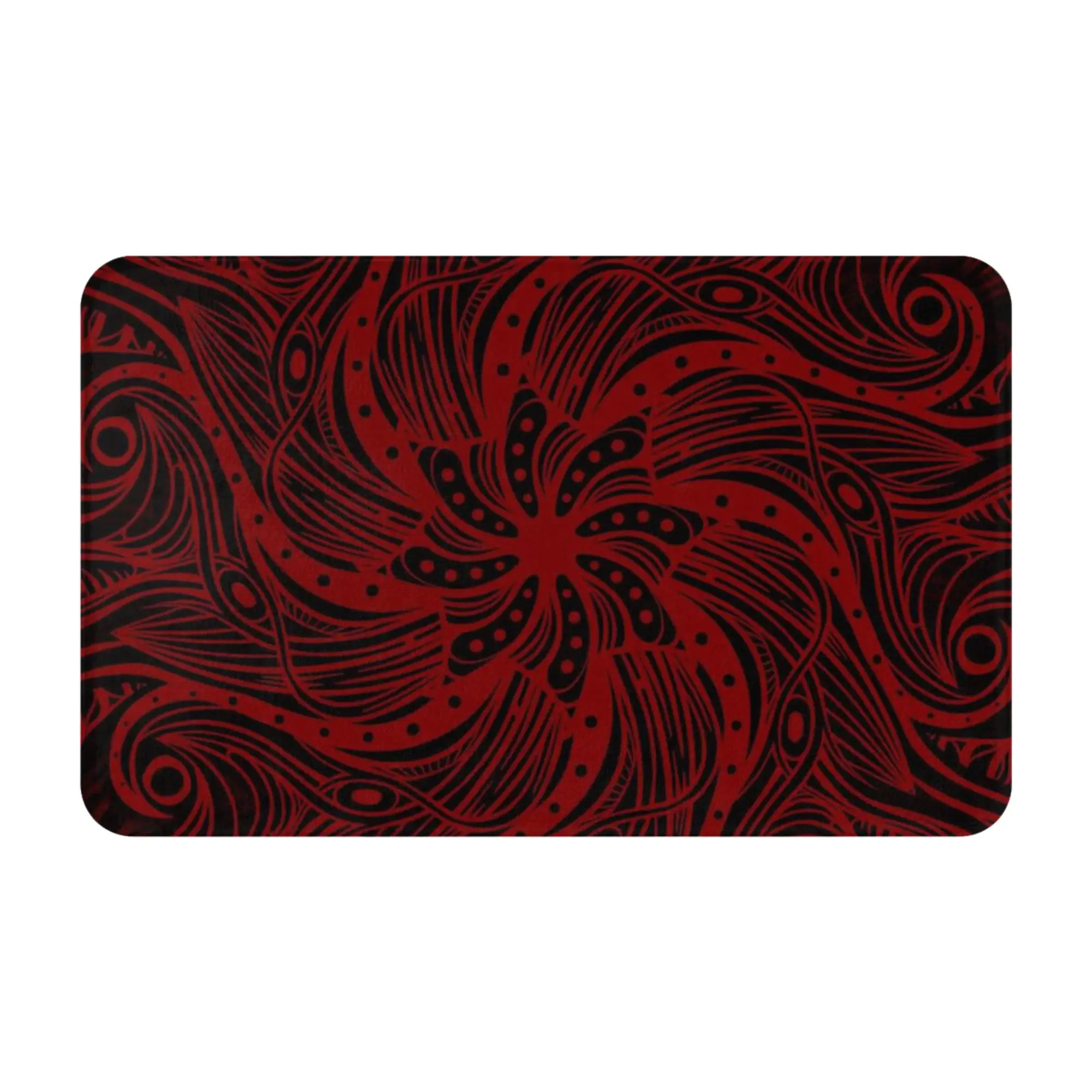 Deep Red Swirl Abstract Ornament Texture Non-slip Doormat Bedroom Mat  Outdoor PatternHomeDecor