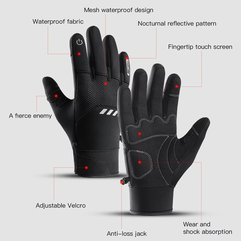 

Winter Touchscreen Gloves Men's - Wool Lined Anti-Slip Grip, Windproof Thermal Gloves for Cycling, Hiking & Outdoor Sports​