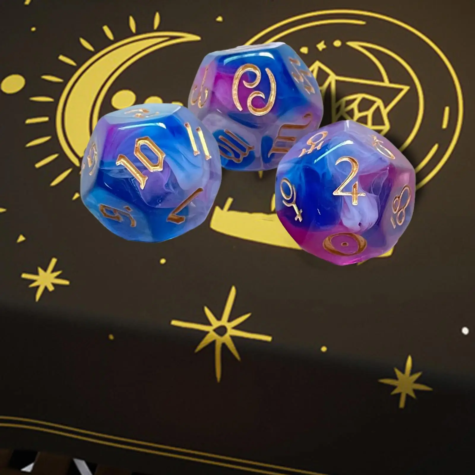 3x Constellation Dice 12 Sided Acrylic Dices Board Game Role Playing Favor Multifaceted Toys for Table