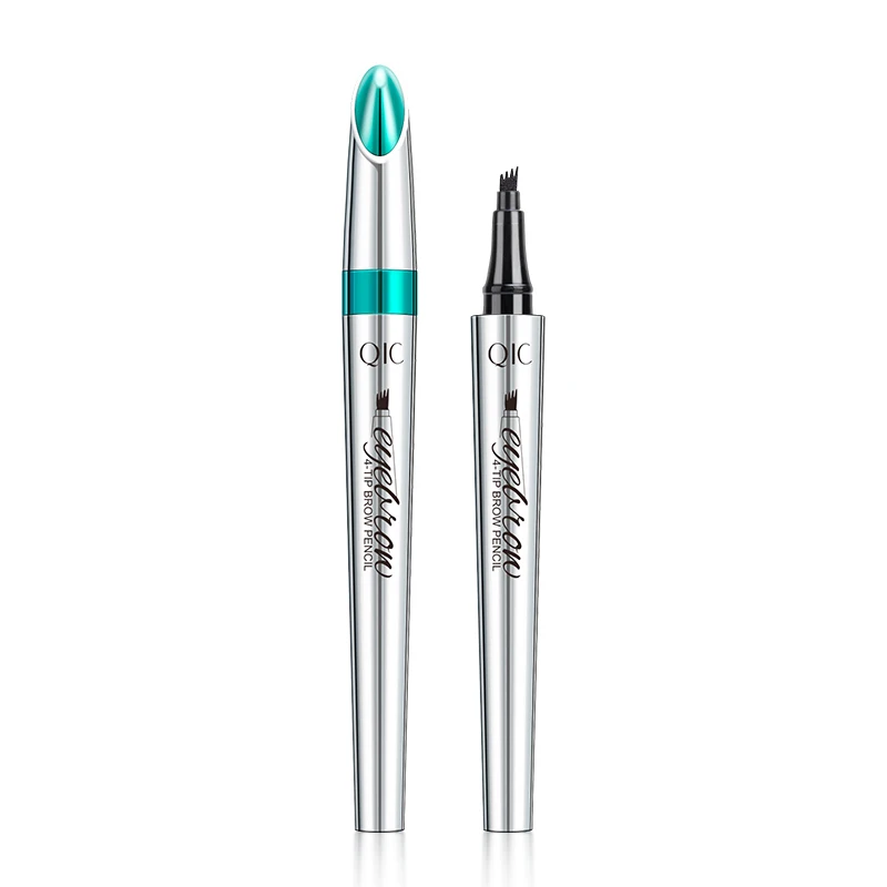 Qic 4-Vork Ultra-Fijne Vloeibare Wenkbrauw Tattoo Potlood Waterdicht En Zweet-Proof Donkerbruin Vloeibare Brow pen Make-Up Cosmetica