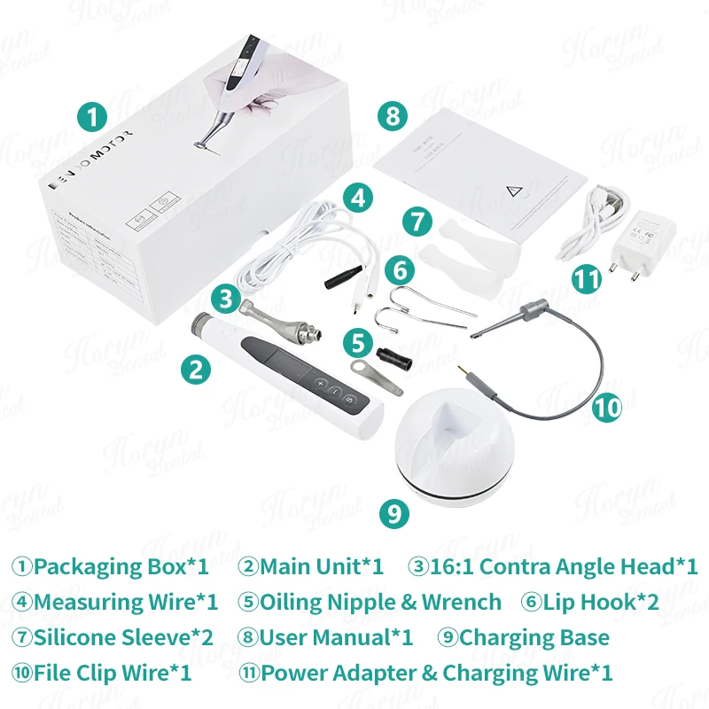 Dental Wireless Endo Motor with Apex Locator 2 in 1With 16:1 Contra Angle Handpiece For Root Canal Treat