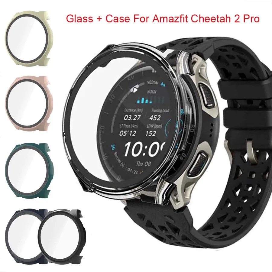 For Huami Amazfit Cheetah 2 Pro Case Full Cover Tempered Glass Protective Shell Bumper For Amazfit Cheetah 2Pro Screen Protector