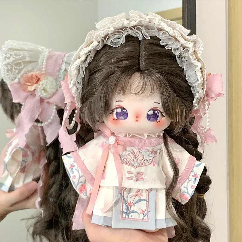 

Doll Clothes for 20cm Idol Dolls Ancient Style Hanfu Skirt Cotton Doll Clothes Dress With Hat Hair Band Outfit Accessories