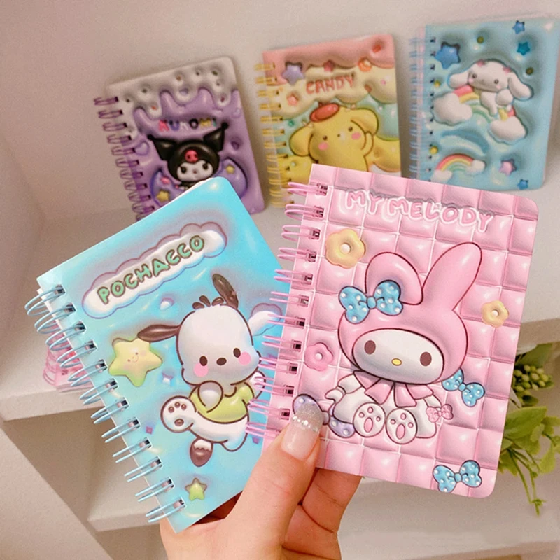 24Pcs Sanrio Notebook Anime Hello Kitty Student Stationery Coil Book Diary Mini Notepad Office School Supplies Kids Gifts