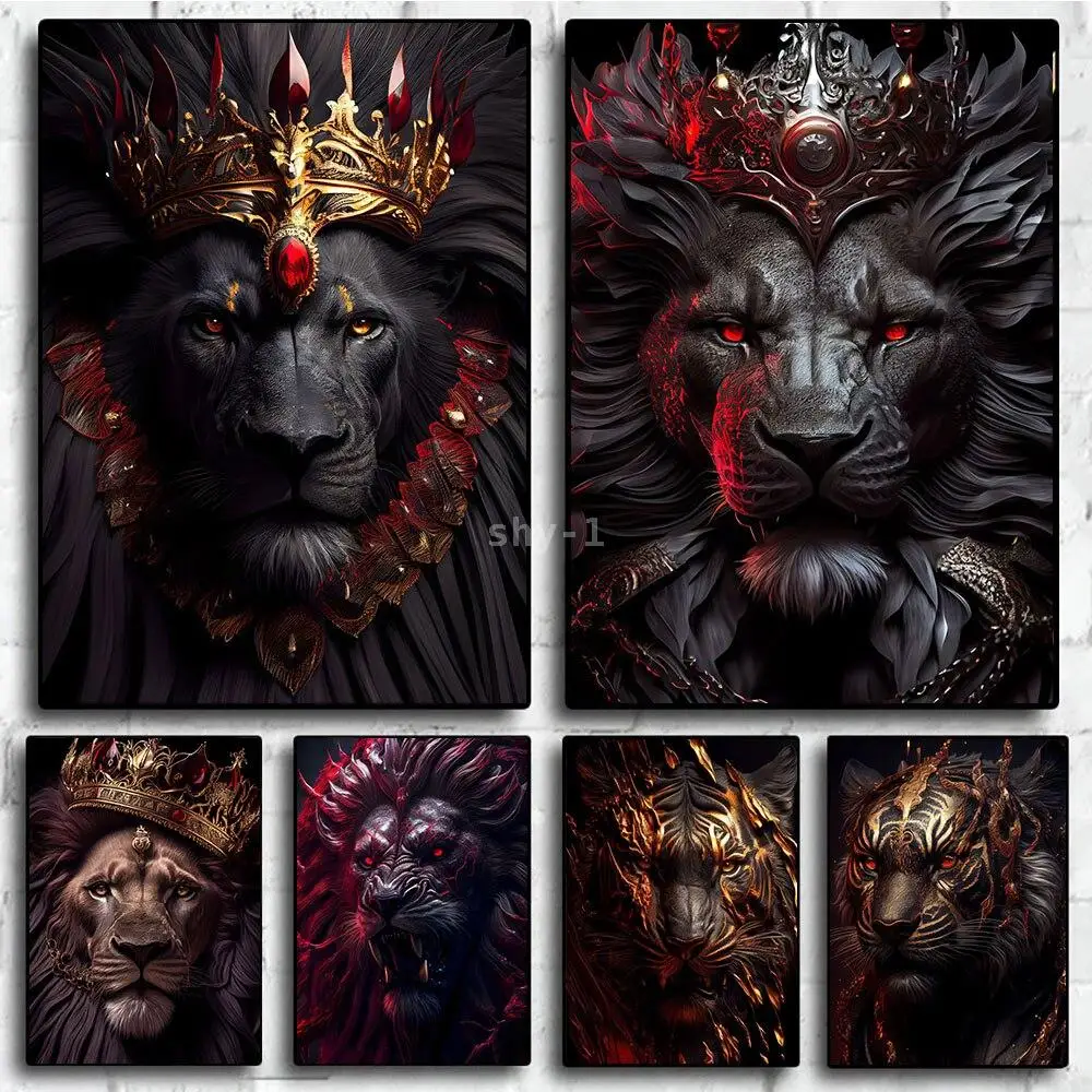 Современное искусство дикой природы холст лев Король фотообои для гостиной
