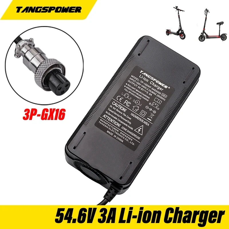 54.6V 3A Lithium Battery Charger For 13S 48V Kugoo m4 Li-ion Battery Pack Charger 3 Pin GX16 Connector