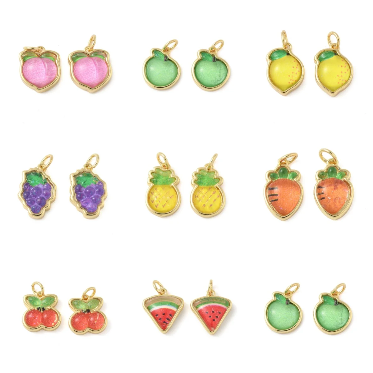 

10Pcs 3D Fruit Cherry Resin Pendants Grape Apple Pineapple Dangle Charms for DIY Jewelry Earring Necklace Making Accessories