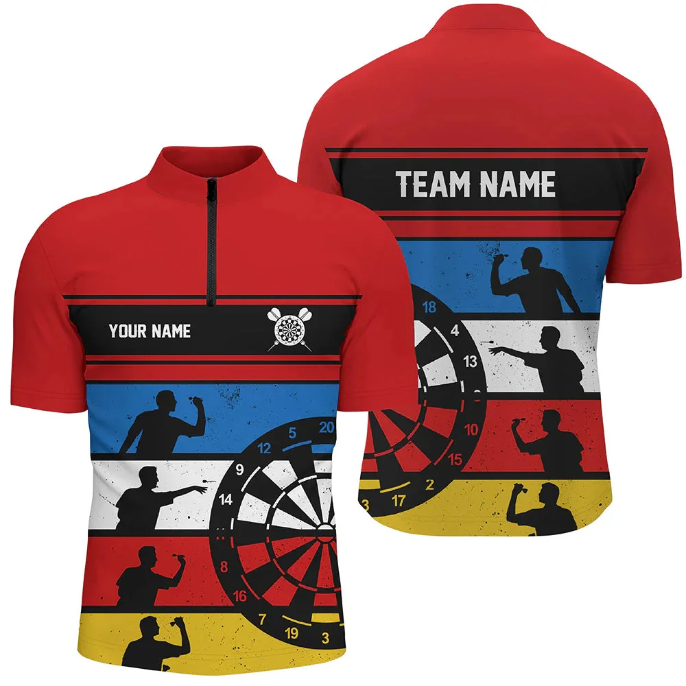 PLstar Cosmos' new personalized 3D printed red dart pattern polo shirt, unisex, casual team throwing sports series -6