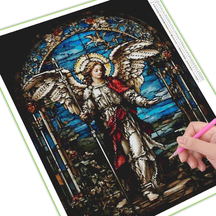 Fullcang Diy Stained Glass Diamond Painting New Collection Jesus And Angels Full Rhinestone Art Mosaic Embroidery Complete Kits