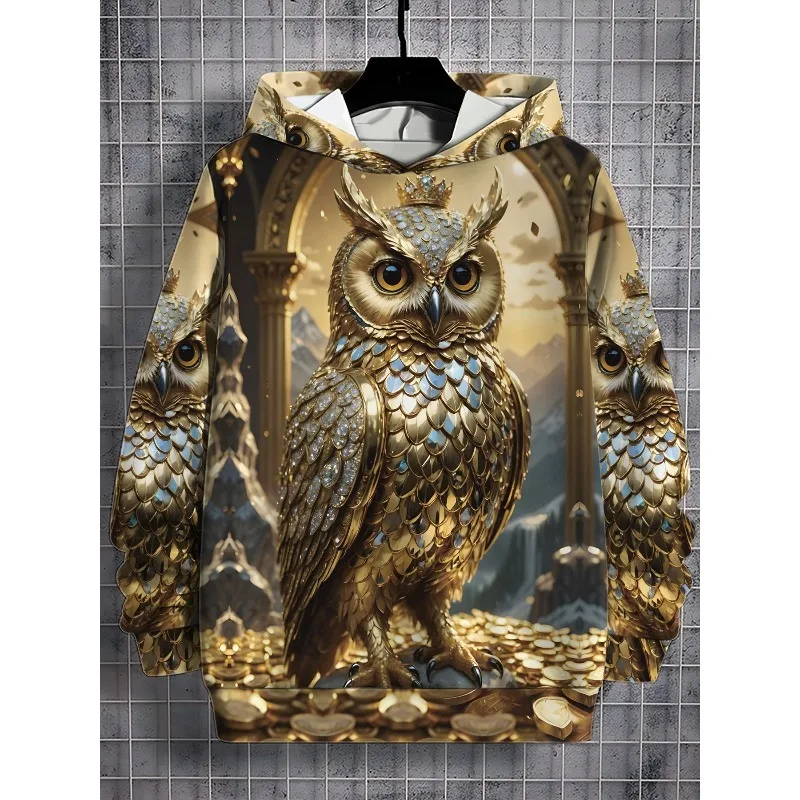 

2025 Fashion Retro Owl Animal 3D Printed Hoodie Men's Harajuku Sportswear Hoodie Street Trendy Fashion