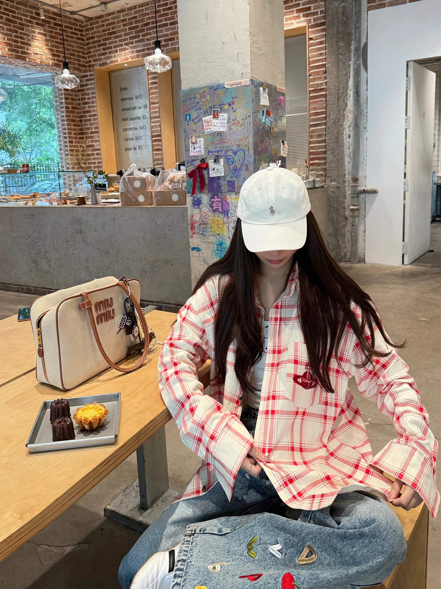 

Xuekeke Pink Print Stripe Plaid Women's Casual Long Sve irt Autumn Lazy Sle Versatile Loose Fit Outerwear