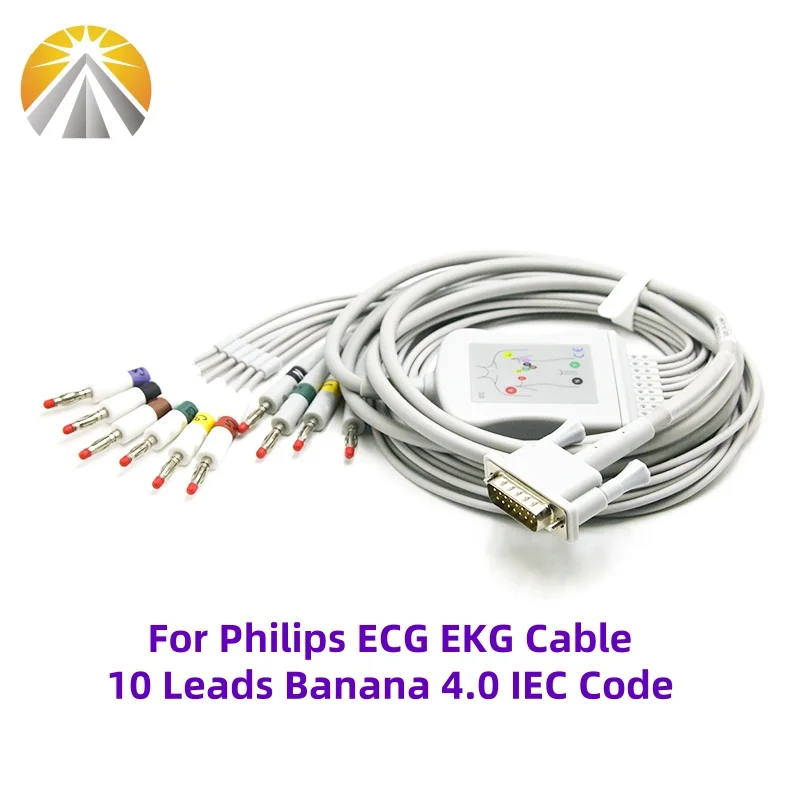

For Philips ECG Cable with 20K Resistor M3703C M1772A Pagewriter 100 200 200i One Piece EKG Cable Banana 4.0 IEC Standard Codes