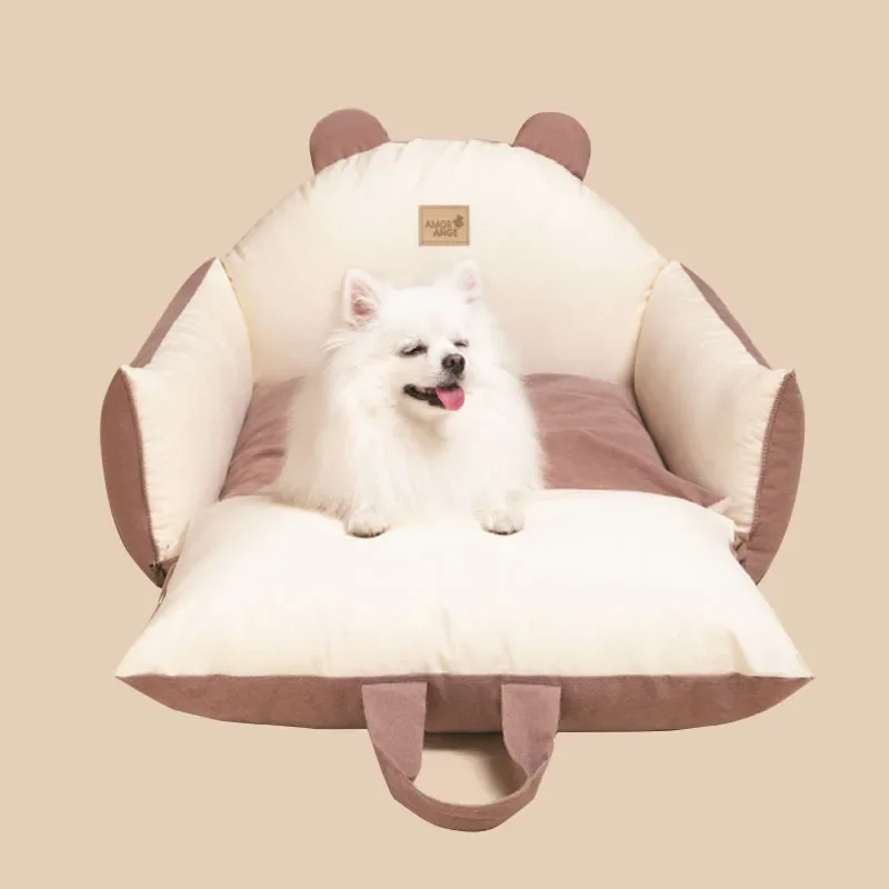 

Car Mounted Dog Kennel Removable and Washable Pet Seat Large Furry Friend Bed for Travel Sofa and Puppy House Seat Cushion