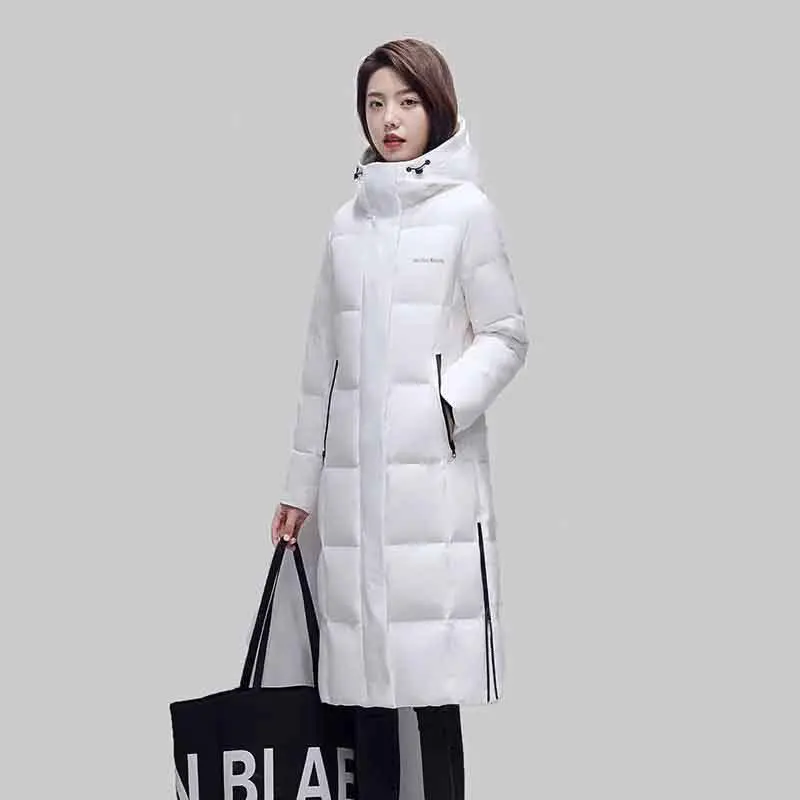 2022 Winter New Loose Long Over-the-knee Fashion Down  Female Hooded Slim Extremely Cold Warm Pocketcasual Coat Female Tid