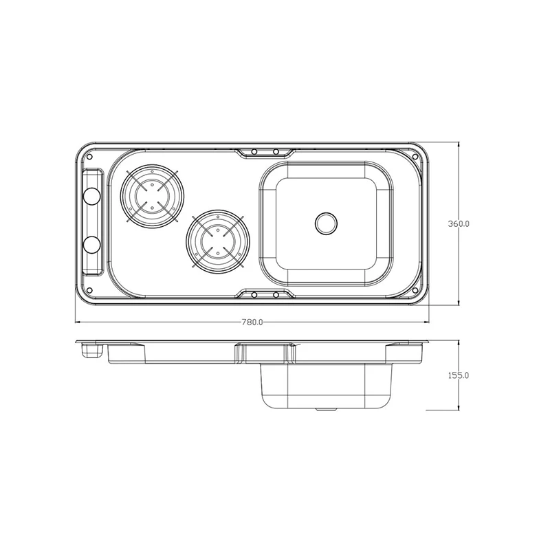 Caravan Stainless Steel Camping Lpg Rv Gas Stove And Sink Kitchen 2 burner Gas Stove With Tap Cooker