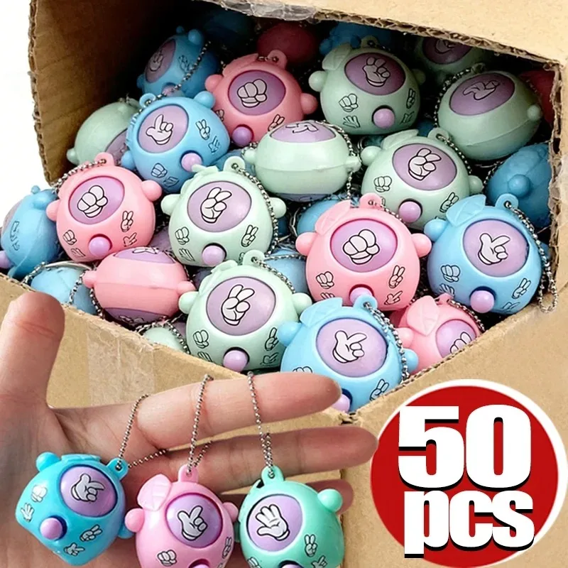 1-50pcs Scissors, Stone ,Cloth, Face Changing Egg Twisting Toy Pendants Rock Paper Scissors Egg Guessing Keychains Creative Gift