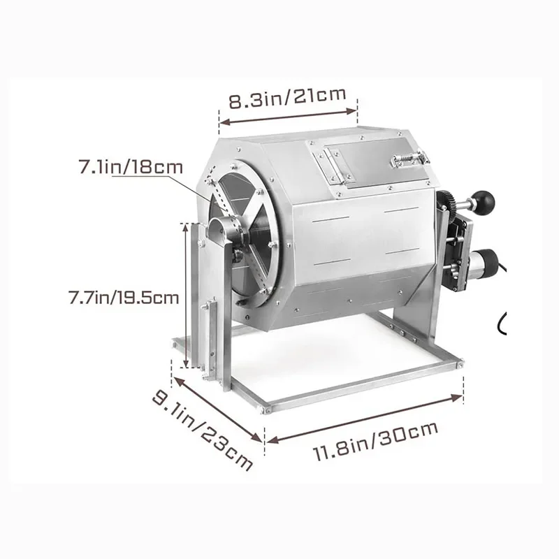 Torrador Elétrico de Grãos de Café, Torrador Pequeno com Rotação Automática em Aço Inoxidável para Uso Doméstico e Comercial, Capacidade Grande de 8L