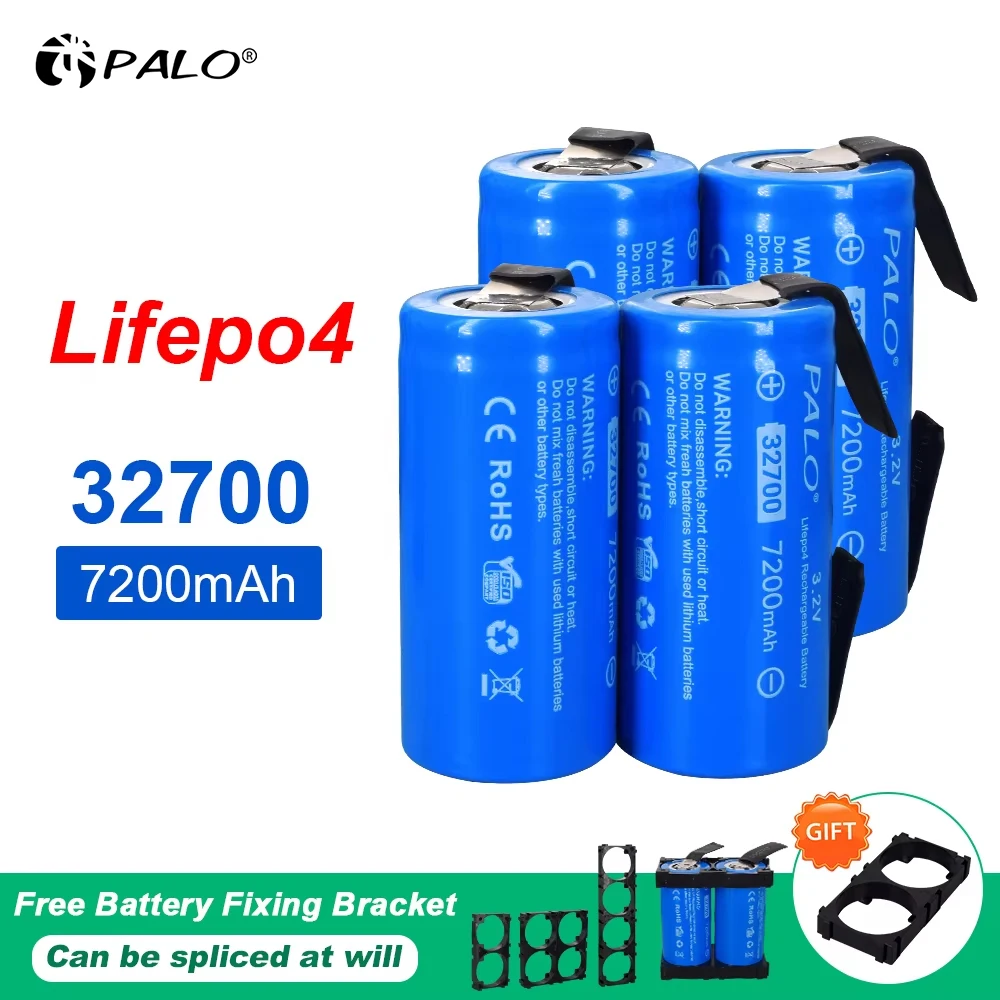 PALO 2-12 Stück 32700 LiFePO4-Akku, 35 A Dauerentladung, maximal 55 A Hochleistungsbatterien, 3,2 V, 7200 mAh + DIY-Nickelbleche