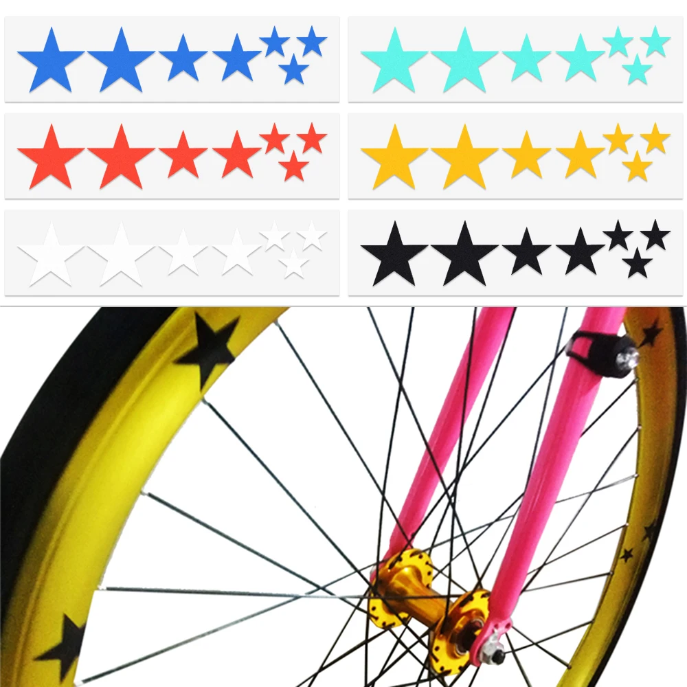 

2Sheets Fluorescent Mountain Bike Reflective Stickers Frame Wheel Rim Stickers Motorcycle Bicycle Reflector Decal Accessories