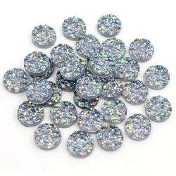 Fashion 40pcs 8mm 10mm 12mm Ice blue Purple Color Natural ore Style Flat back Resin Cabochons For Bracelet Earrings accessories