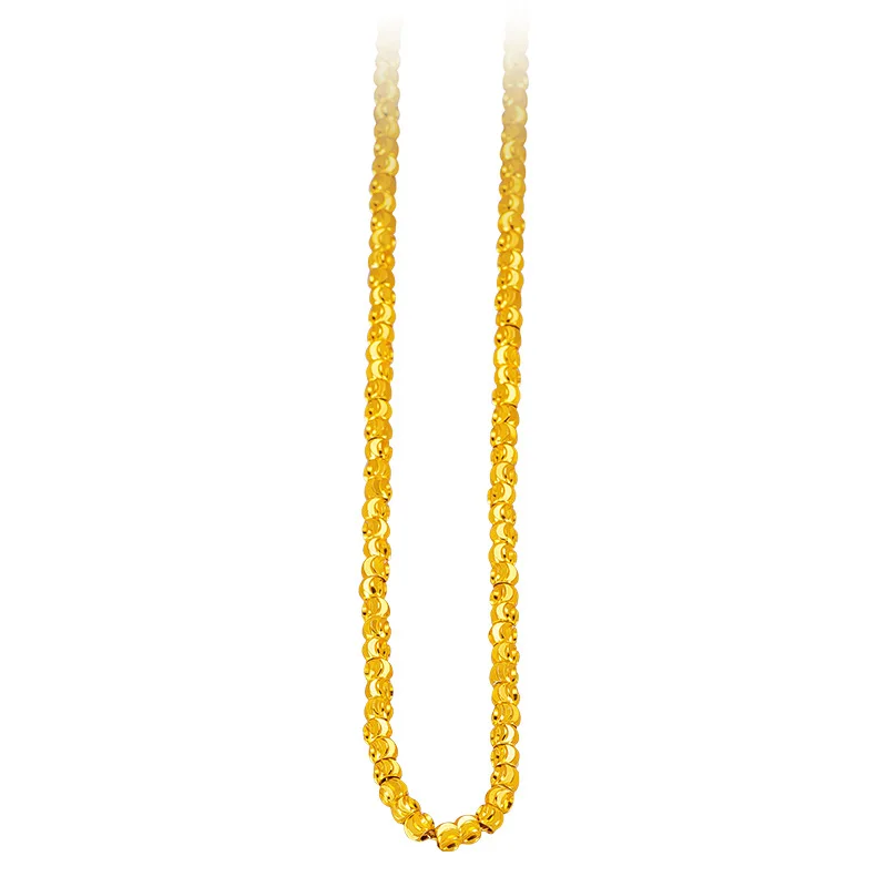 Luxury 24K 9999 Pure Gold real gold 3MM Watermelon Bead Necklace Women's Clavicle Chain - Image 5