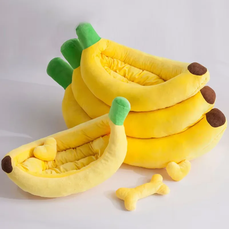 Dogs Bed Cozy Banana Shaped Nest Pets Bed Durable Detachable &Washable Plush Soft Puppy Cushion Pet Nesting Bed for Pet Supplies view 3
