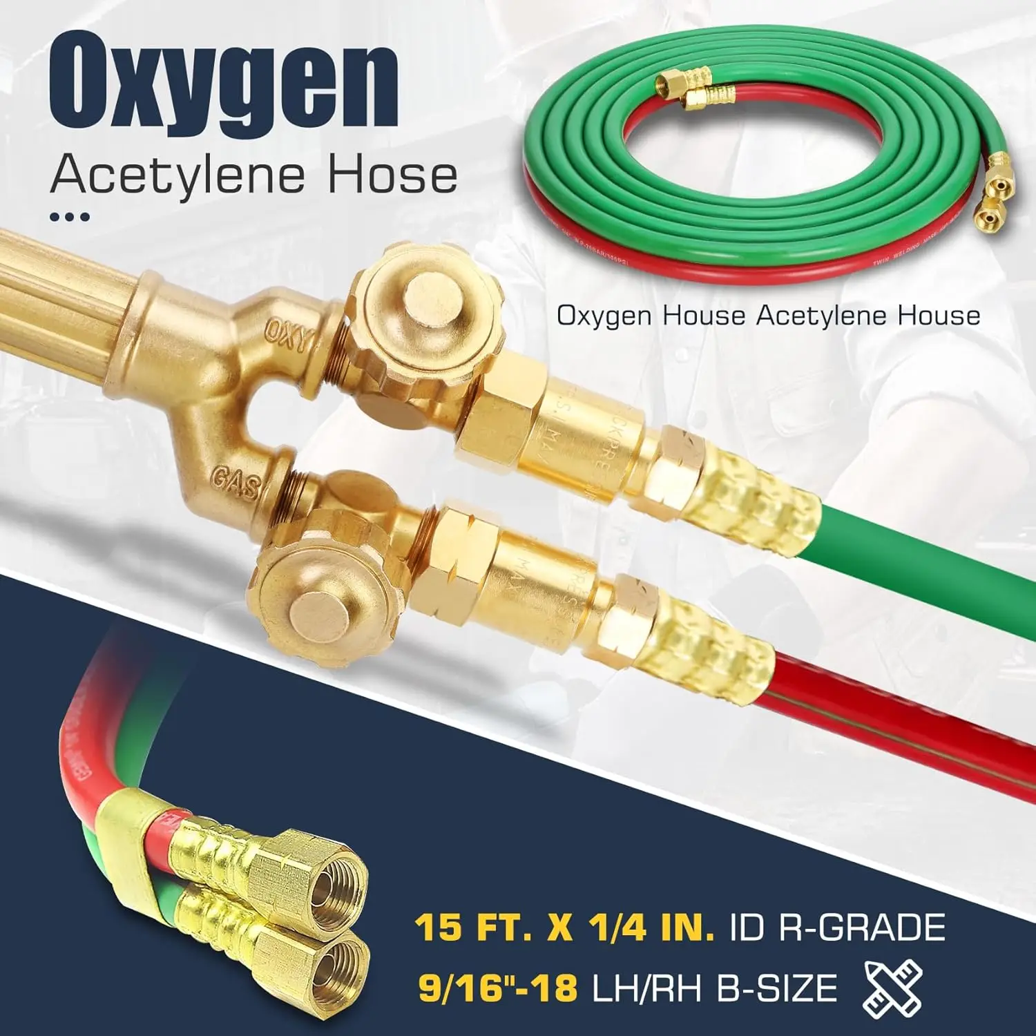 ZZZ-17 Stuk Middelzware Zuurstof Acetyleen Gas Lassen Outfit Tote Kit zonder Tanks met CGA540 Zuurstof Regulator CGA200 Acetyleen