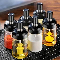 Spice Jar Spoon Cap Sealed Seasoning Bottle Glass Seasoning Bottle Container Salt Sugar Pepper Oliver Oil Storage Kitchen Tool